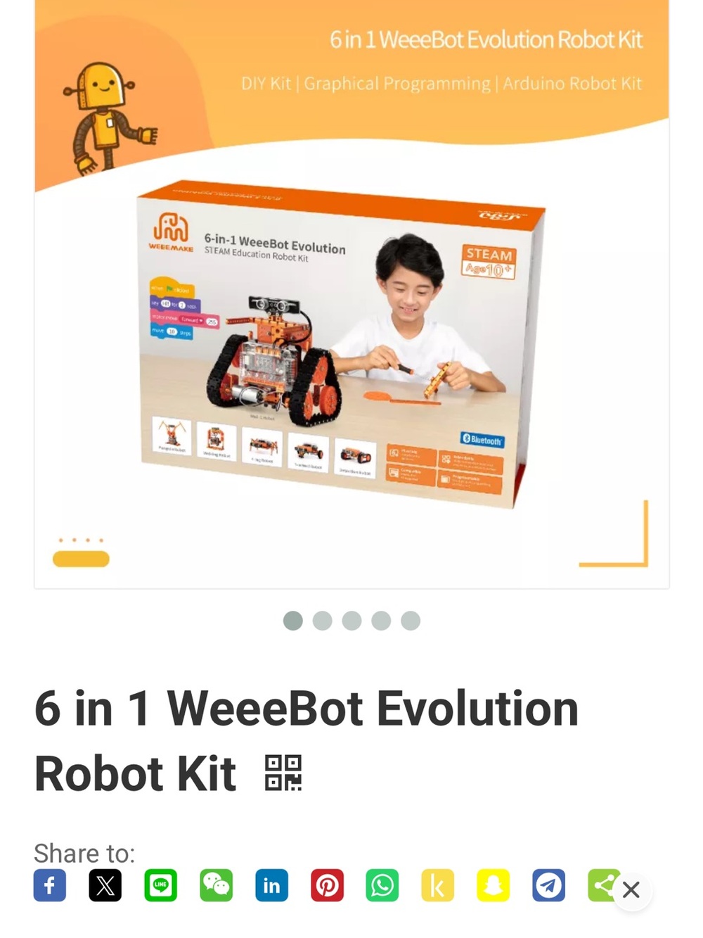6-in-1 WeeeBot Evolution Robot Kit - Orange